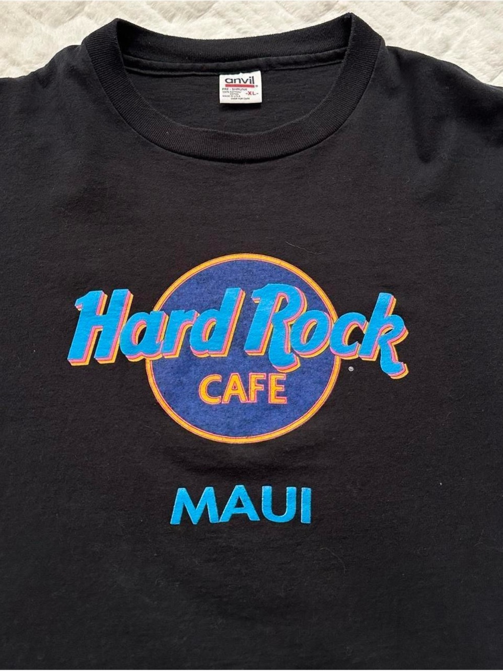 Vintage 1990s Hard Rock Cafe Maui Black Logo Tee Mens XL